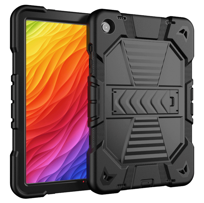 Techplus Samsung Galaxy Tab A9 rugged shockproof case with kickstand, showing front view with protective design and stand feature.
