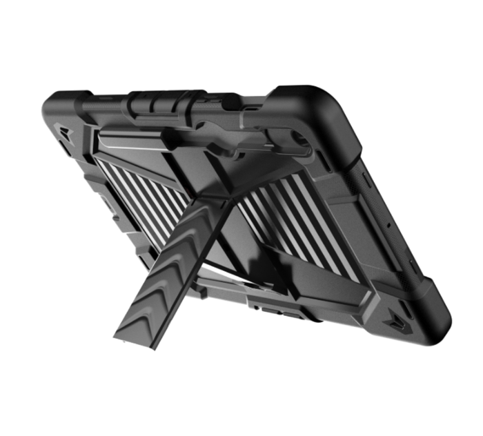 Samsung Galaxy Tab S9 rugged shockproof case by TechPlus with kickstand, protecting the tablet with a sturdy, textured design.