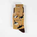 Barekind NZ bamboo socks featuring a brown cat design, suitable for adult UK sizes 4-7, with eco-friendly bamboo material.