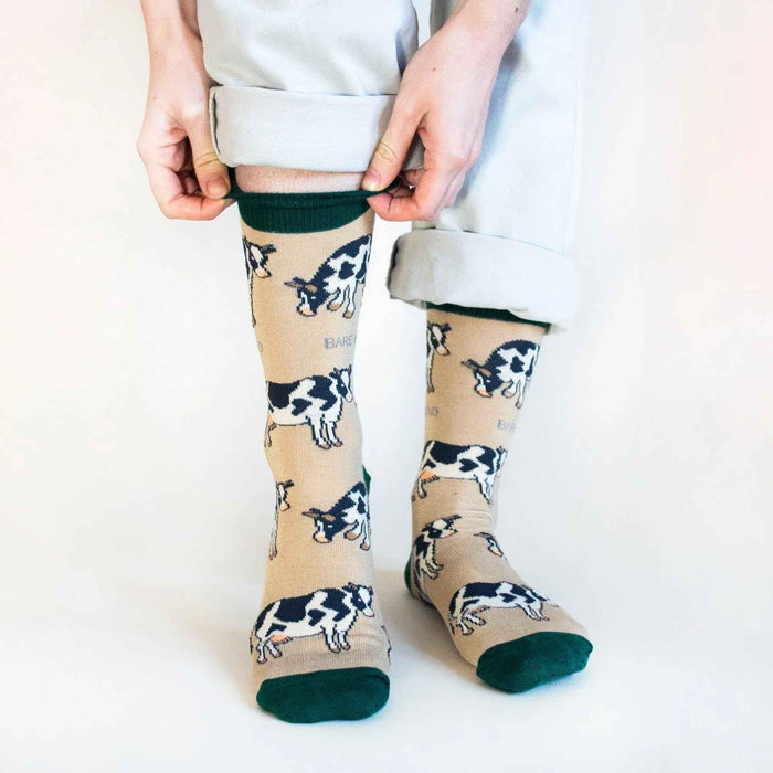 Barekind NZ Save the Cows bamboo socks for adults, featuring cow-themed design and comfortable bamboo fabric.
