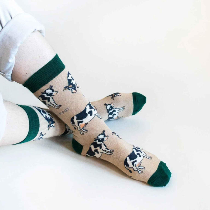 Barekind NZ Save the Cows bamboo socks for adults, featuring cow-themed design and comfortable fit, made from eco-friendly bamboo fabric.