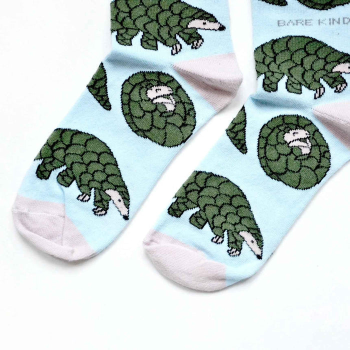 Barekind NZ bamboo socks for adults featuring Save the Pangolins design, soft and eco-friendly nature-inspired footwear.