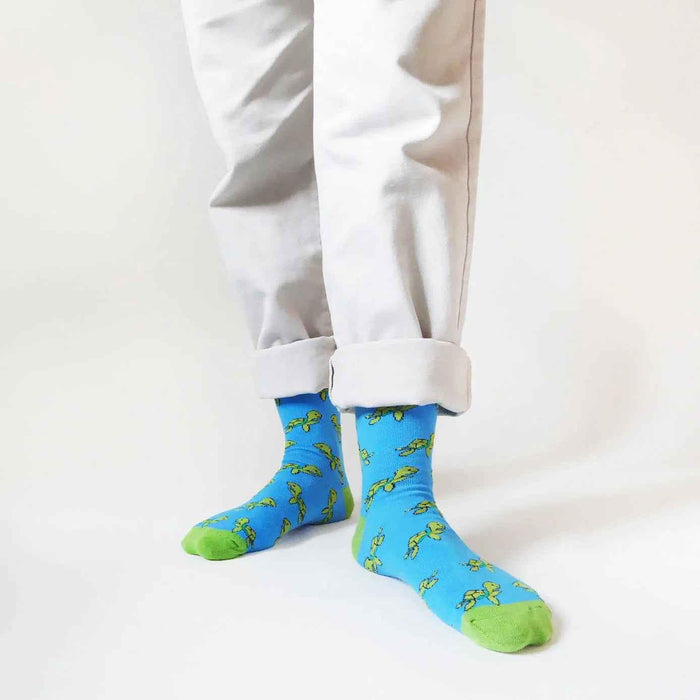 Barekind NZ bamboo socks featuring turtle designs, soft and eco-friendly socks for adults, sizes 4-7.