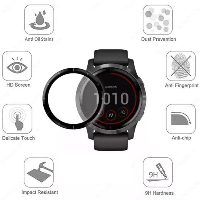 Pack of 2 Garmin Vivoactive 3 watch screen protectors by That Watch Shop, clear protective covers for smartwatch screens.