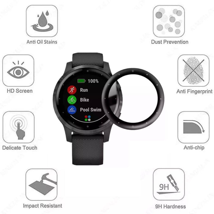 Garmin Vivoactive 4S watch screen protector by That Watch Shop, anti-stains, clear protective film on smartwatch screen.