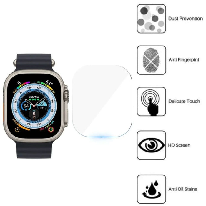 Pack of two Apple Watch Ultra 49mm screen protectors by That Watch Shop, featuring clear, durable protection for the smartwatch display.