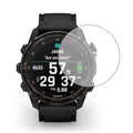 Pair of Garmin Descent Mk3i 43mm watch screen protectors from That Watch Shop, close-up view showing clear protective covers.