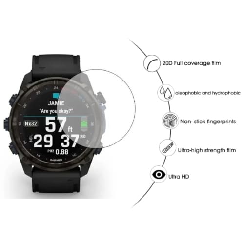 Pack of two Garmin Descent Mk3i 43mm watch screen protectors for Gage smart watches, providing durable protection for the display.
