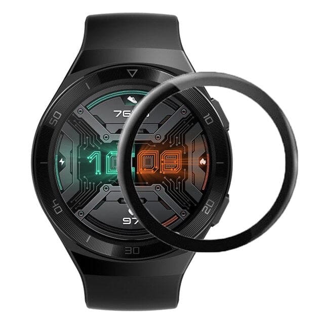 Two Huawei GT 2e Active watch screen protectors, clear and durable, designed to fit the smartwatch screen perfectly.