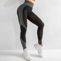 Black seamless hollow yoga pants for women by Mead's Supply & Equipment Outfitters, moisture-wicking breathable athletic leggings