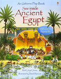 Illustrated children's book cover showing an ancient Egyptian temple interior, palm trees, and a lily pond.