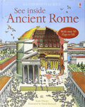 Usborne flap book cover with a cutaway illustration of the Roman Pantheon and a badge for over 50 flaps to lift.