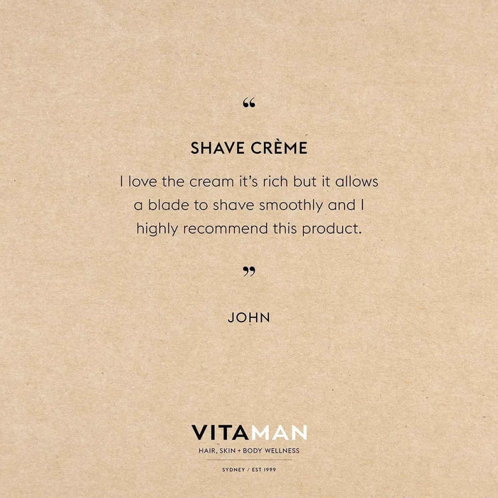 VITAMAN Australia shave and beard care shave creme in a 150ml jar, creamy texture for smooth shaving.