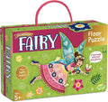 Green and pink 50-piece fairy floor puzzle box with a rope handle, featuring a colorful flying fairy illustration.