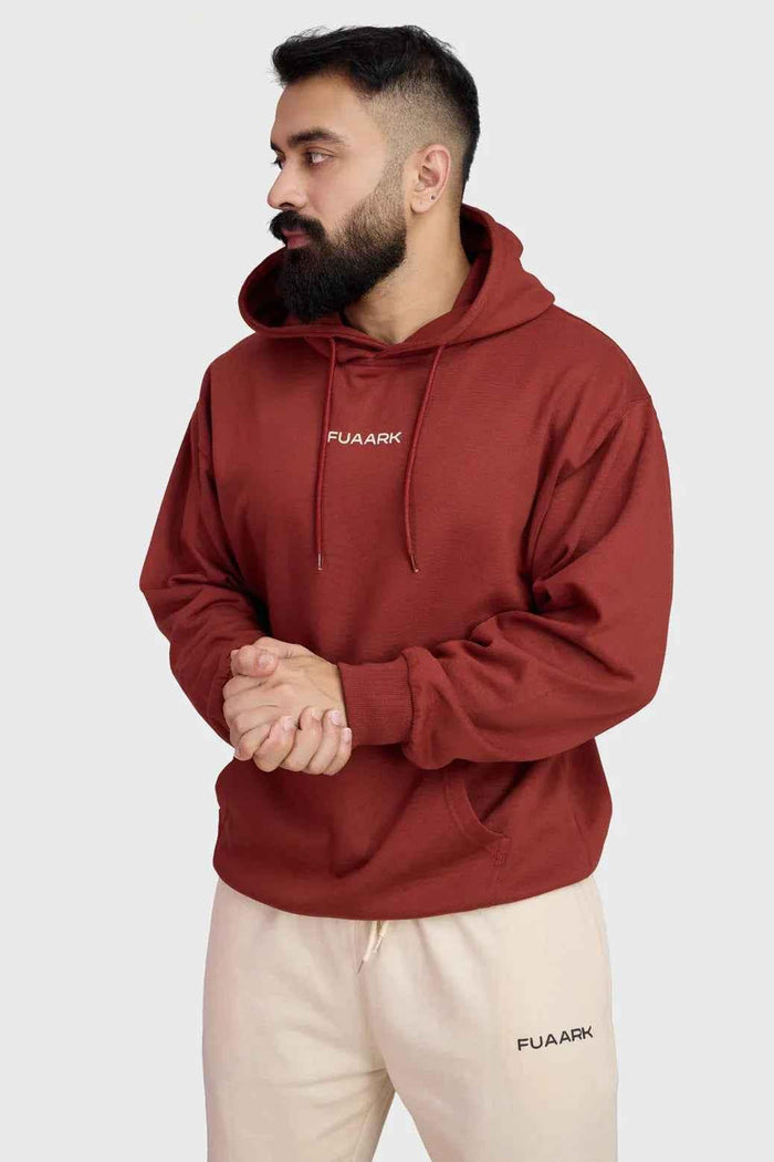 Fuaark Nz Signature Oversized Rust Hoodie with a relaxed fit, soft fabric, and casual style for comfort and everyday wear.