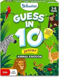 Skillmatics Guess in 10 Junior Animal Kingdom box featuring colorful jungle animals on a bright green background.