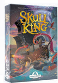 Skull King board game box featuring a pirate ship attacked by a giant red kraken under a golden title.
