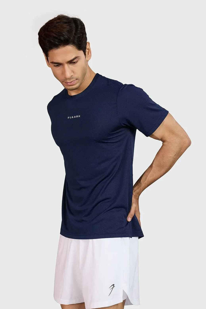Navy Slate Running T-shirt by Fuaark NZ, casual athletic T-shirt with sleek design and comfortable fit, front view.