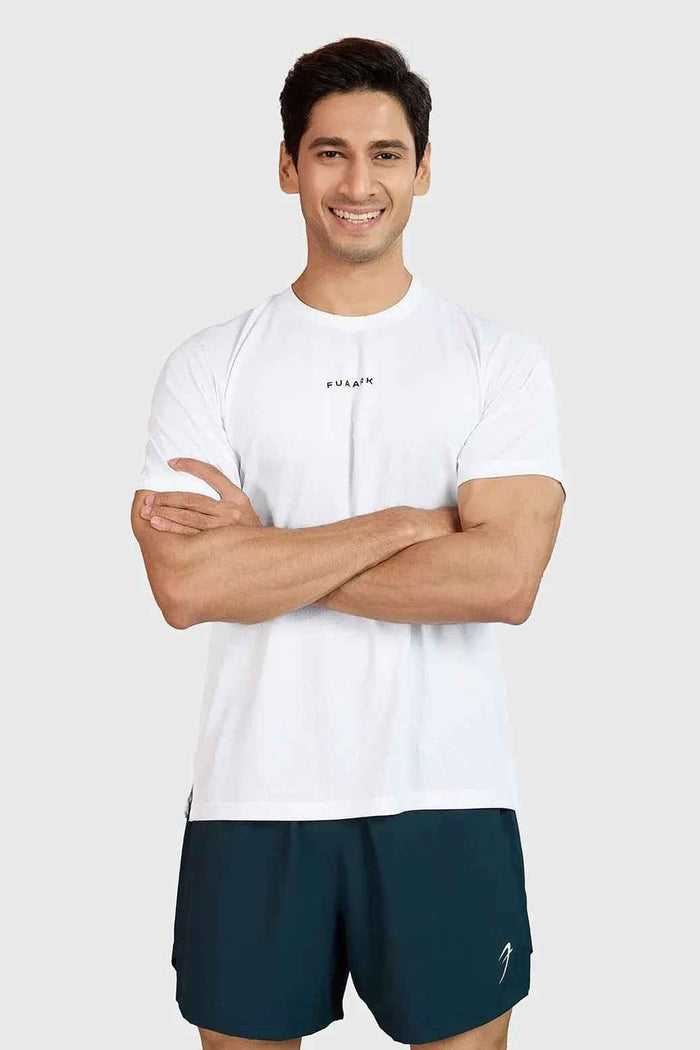 White Slate Running T-shirt by Fuaark Nz, casual men's T-shirt with a sleek design and comfortable fit.