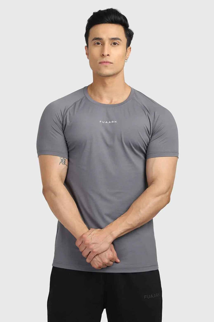 Fuaark Nz grey T-shirt for men, featuring a sleek design, casual fit, and comfortable fabric suitable for everyday wear.