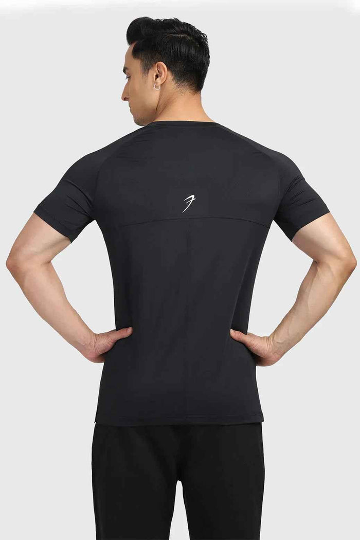 Black Fuaark Nz T-shirt with a sleek, fitted design, displayed on a neutral background.