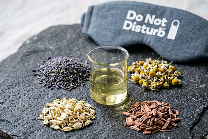 A bottle of Do Not Disturb Sleep Company Sleep Mist with a calming label, designed to help promote restful sleep.