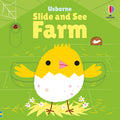 Green children's book cover with a yellow chick hatching from a white egg, a mouse, and a spider hanging from a web.