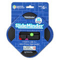 Blue toy packaging for a sliding puzzle game featuring a black board with colorful green, red, and pink gems.