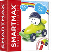 Toy box for ages 1-5 showing a green magnetic car with blue wheels and a smiling driver with a blue helmet.