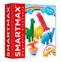 Red packaging featuring colorful green, red, yellow, and blue magnetic toy dinosaurs that snap together.