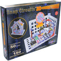 Dark blue box showing complex 3D electronic circuit builds with glowing lights, batteries, and project examples.