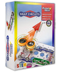 Snap Circuits Flight Deck box with a red paper airplane launching from spinning orange rotors on a circuit board.