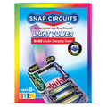Snap Circuits Light Tower box art showing a glowing, color-changing tower built on a snap-together circuit board.