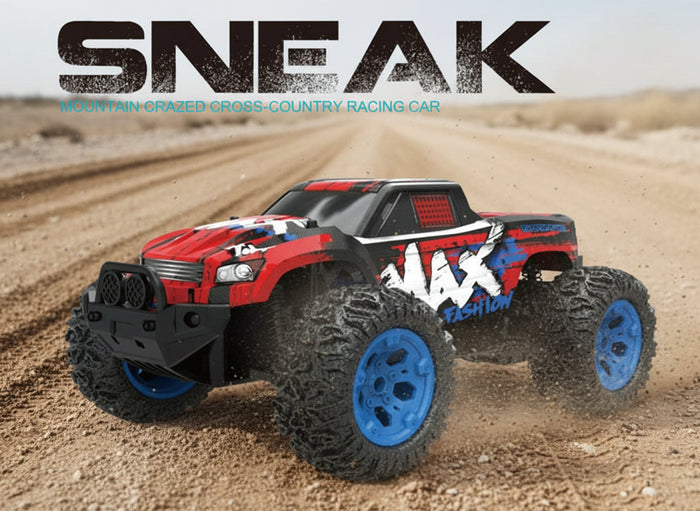 Dealonlinenz SNEAK Mountain Crazed cross-country racing car, 1:12 scale, in action with rugged terrain, 25KM/H speed, detailed design.