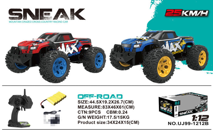 Dealonlinenz SNEAK Mountain Crazed Cross-Country Racing Car 1:12 scale, detailed remote-controlled vehicle in green and black.