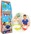 Blue SnoBall Play box featuring children playing with fluffy white artificial snow in yellow and red bowls.