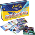 Blue and yellow Spark Jr box with illustrated cards showing a child's bath, tooth brushing, and bedtime routine.