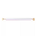A horizontal roll of white paper on a natural wood dowel with square wooden mounting brackets at each end.