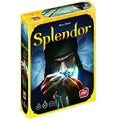Yellow board game box featuring a man in a black cap holding a glowing gem against a blue-toned background.