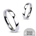 Glitters stainless steel ring, 3mm wide, glossy mirror polish, plain band design, ideal for versatile everyday wear.
