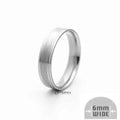 Stainless steel 6mm wide brushed center band ring in silver by Glitters, showcasing a sleek, modern design.