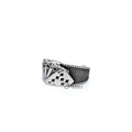 Stainless steel antiqued poker cards casting men's open ring by Glitters, featuring detailed poker card design and metallic finish.