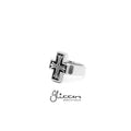 Stainless steel cross cast ring by Glitters featuring a detailed cross design on a smooth band.