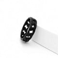 Black stainless steel Cuban curb chain link ring by Glitters, showing a close-up of the textured chain design.