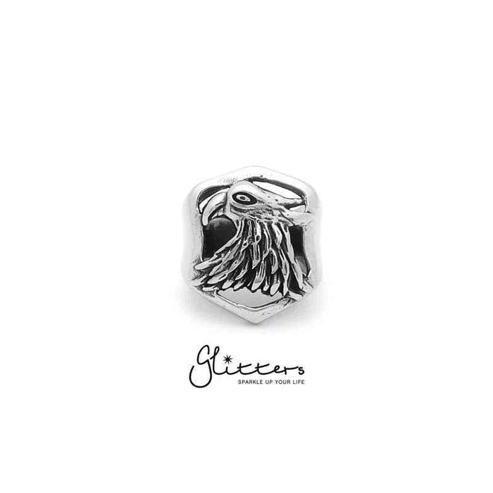 Stainless Steel Eagle Cast Ring by Glitters featuring a detailed eagle design on a sleek metal band.