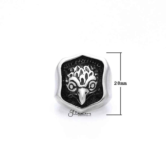 Stainless steel Eagle Casting men's ring by Glitters featuring detailed eagle design and polished finish.