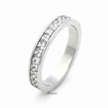 Silver stainless steel square CZ paved band ring by Glitters, showcasing a sleek, modern design with sparkling cubic zirconia accents.