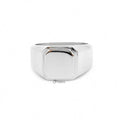 Silver stainless steel square flat top signet ring from Glitters, showcasing its sleek, polished design and modern style.