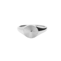 Silver stainless steel Sunburst Signet Ring by Glitters, featuring a detailed sunburst design on a polished band