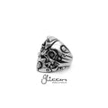 Set of stainless steel Transformers robot casting rings by Glitters, detailed metallic rings for jewelry or cosplay accessories.